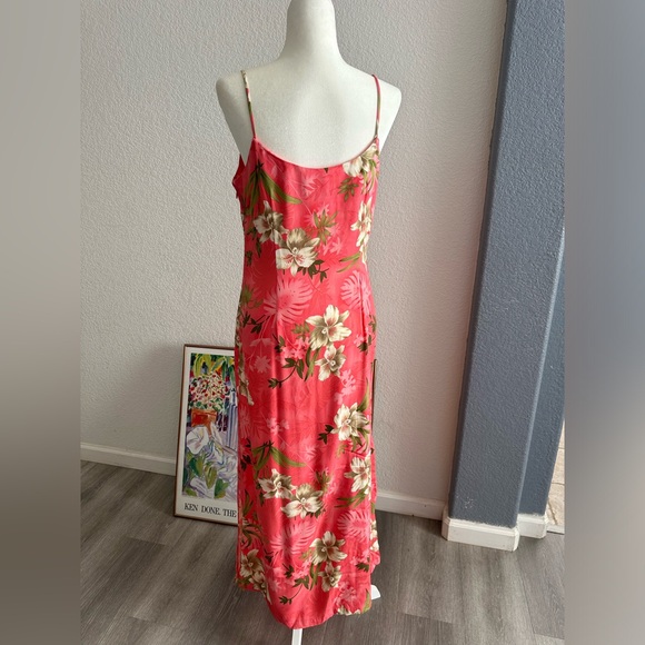 La Cabana Hawaiian Floral Maxi Pink Dress Size M - Picture 6 of 9